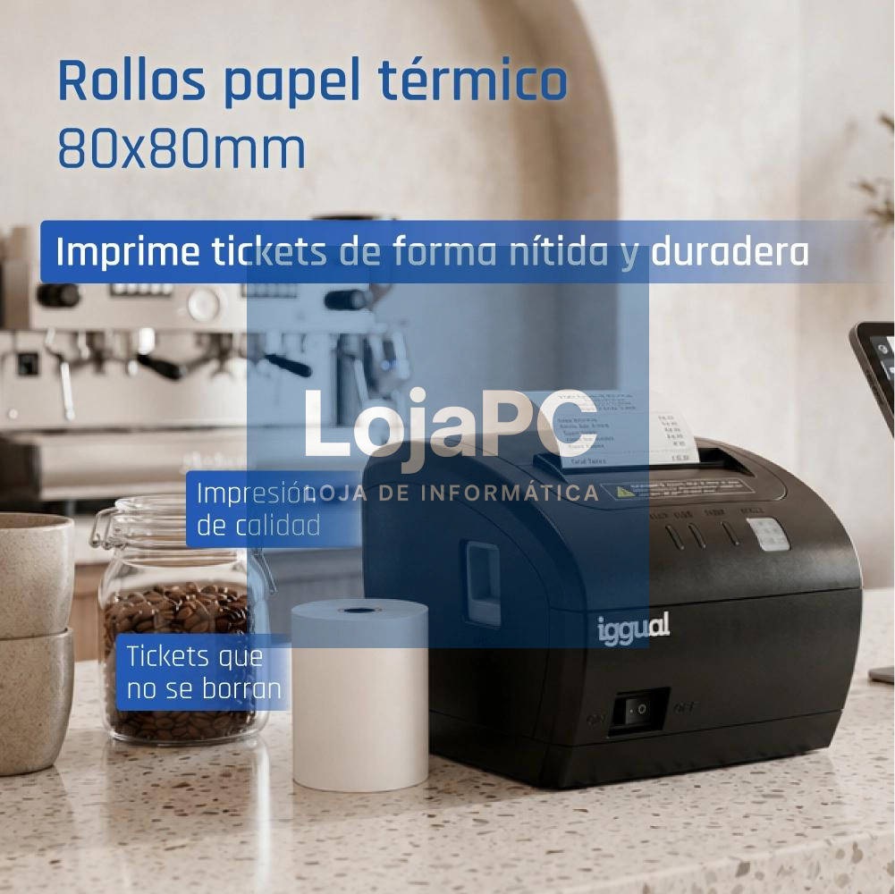 iggual Caja 50 rollos papel térmico sin BPA 80x80 — imagem 2