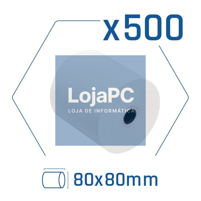 Pack 500 rollos papel térmico sin BPA 80x80mm