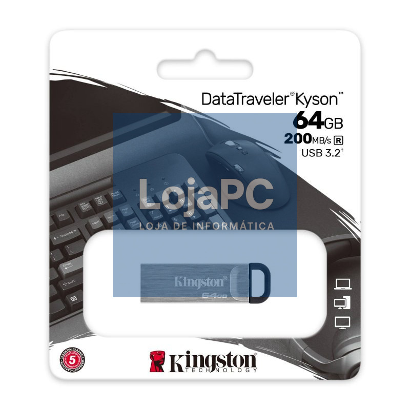 Kingston DataTraveler DTKN 64GB USB 3.2 Gen1 Plata — imagem 2