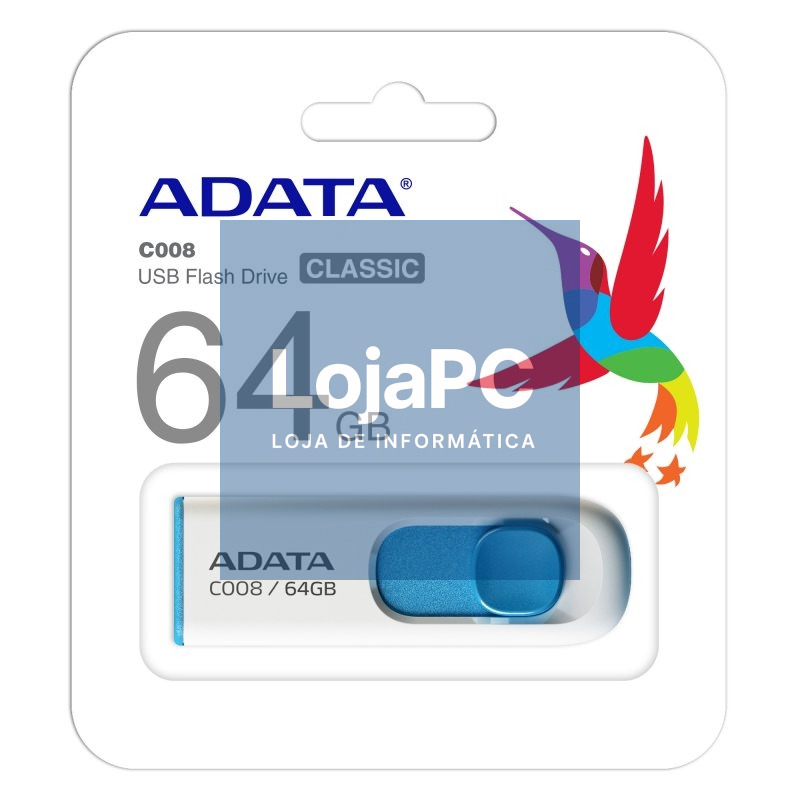 ADATA Lapiz Usb C008 64GB USB 2.0 Blanco/Azul