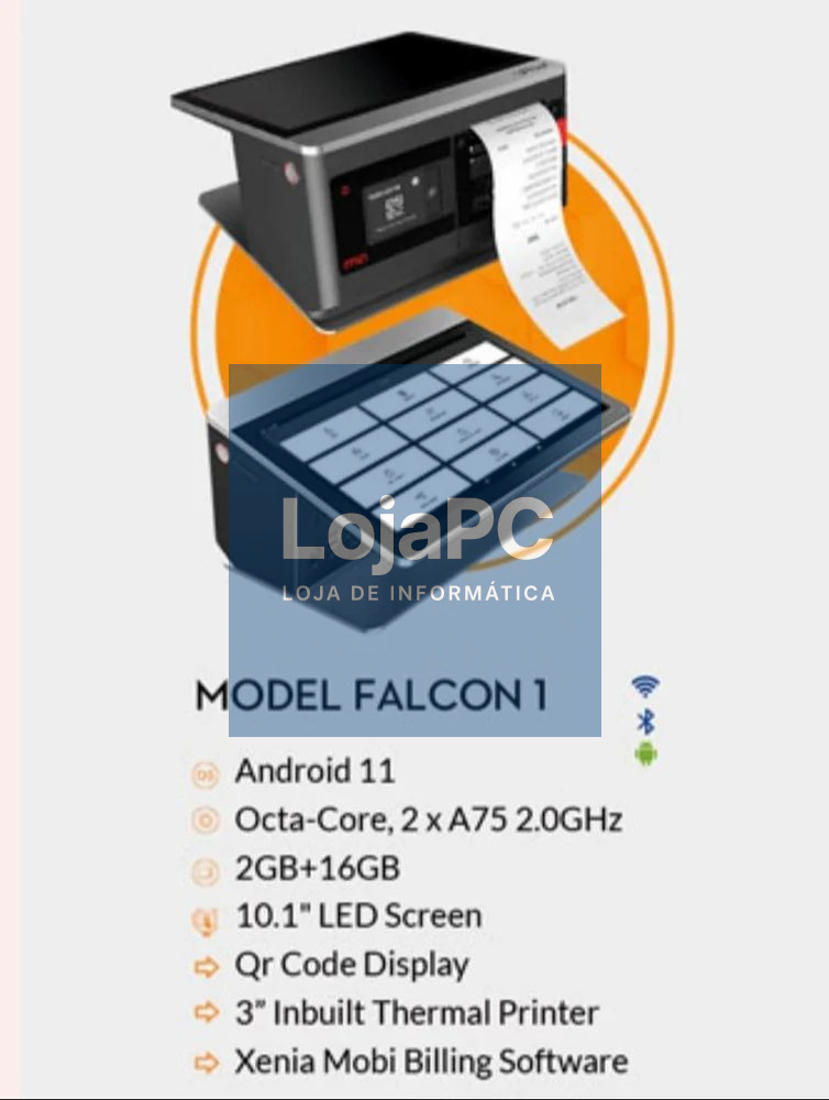 Falcon 1 Android 11 Go/8-Core, 2.0GHz/2GB+16GB/10.1"/0.3MP Camera/80mm Printer/1.5W Speaker/Nano SIM/NFC