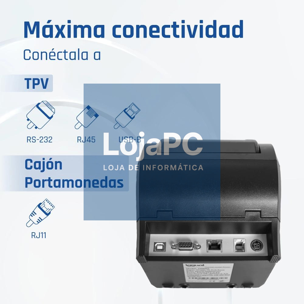 iggual Impresora Térmica TP8002 USB+RS232+Ethernet — imagem 3