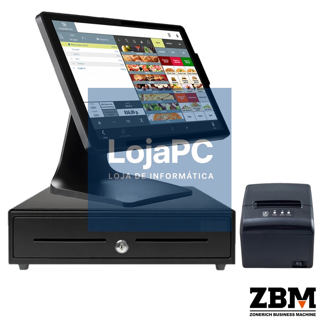Pack - POS ZQ-T8356 I5 5300 / DDR4 8GB / SSD 120GB / Touch 15.6" / Impressora Térmica S260M / Gaveta Dinheiro C410F / W11 PRO