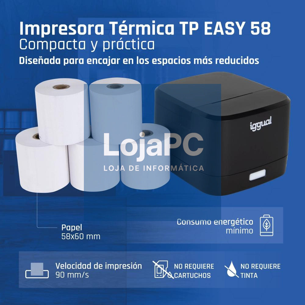iggual Impresora térmica tickets TP EASY 58 USB+RJ — imagem 3
