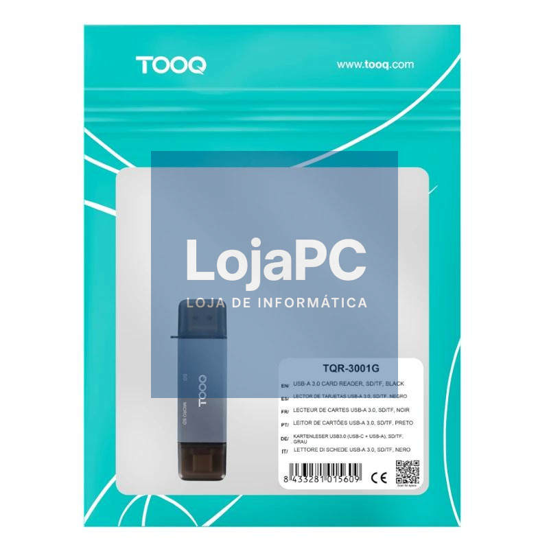Tooq TQR-3001G Lector USB3.0 (USB-C+USB-A) SD/TF — imagem 3