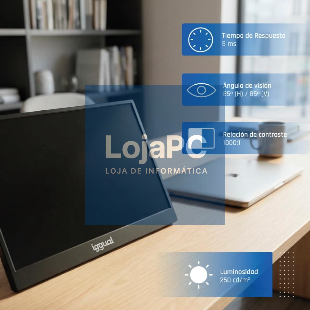 iggual Monitor portátil 15,6" IPS FHD USB-C funda — imagem 5