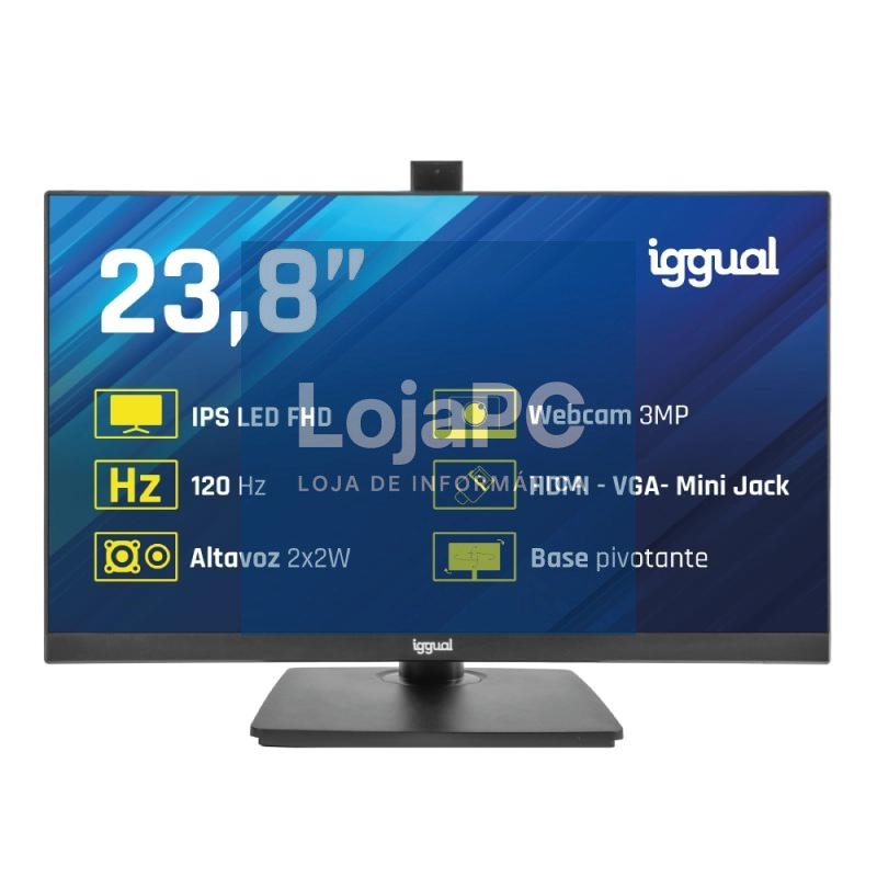iggual Monitor 24" 120Hz 1ms HDMI VGA MM AA webcam