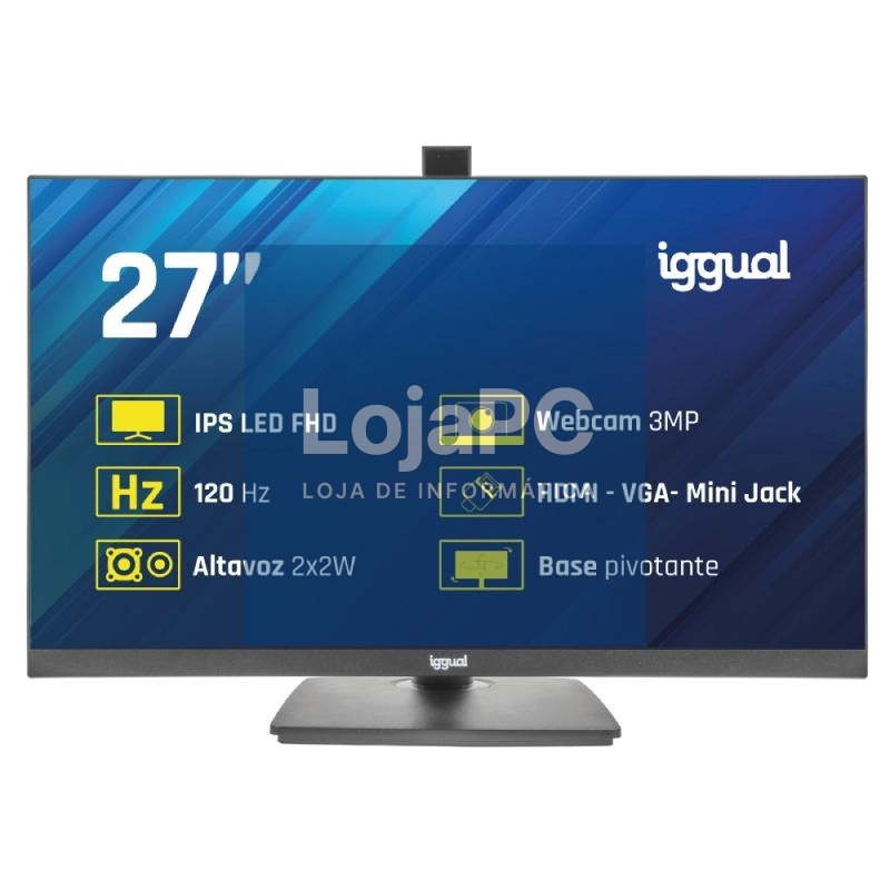 iggual Monitor 27" 120Hz 1ms HDMI VGA MM AA webcam