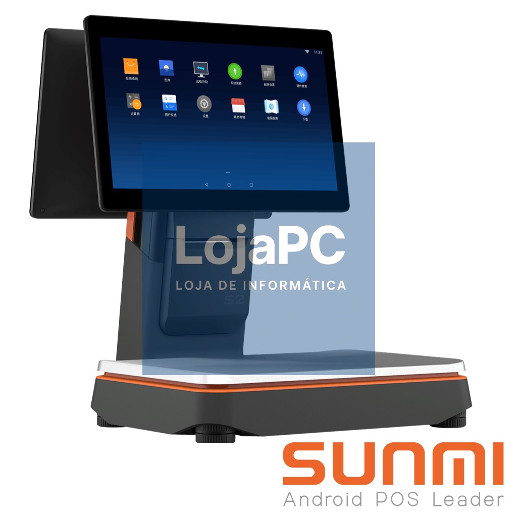 S2, SUNMI OS, A7.1, 15.6"+15.6" touch screen, 4GB+64GB, Wifi, 1-Y