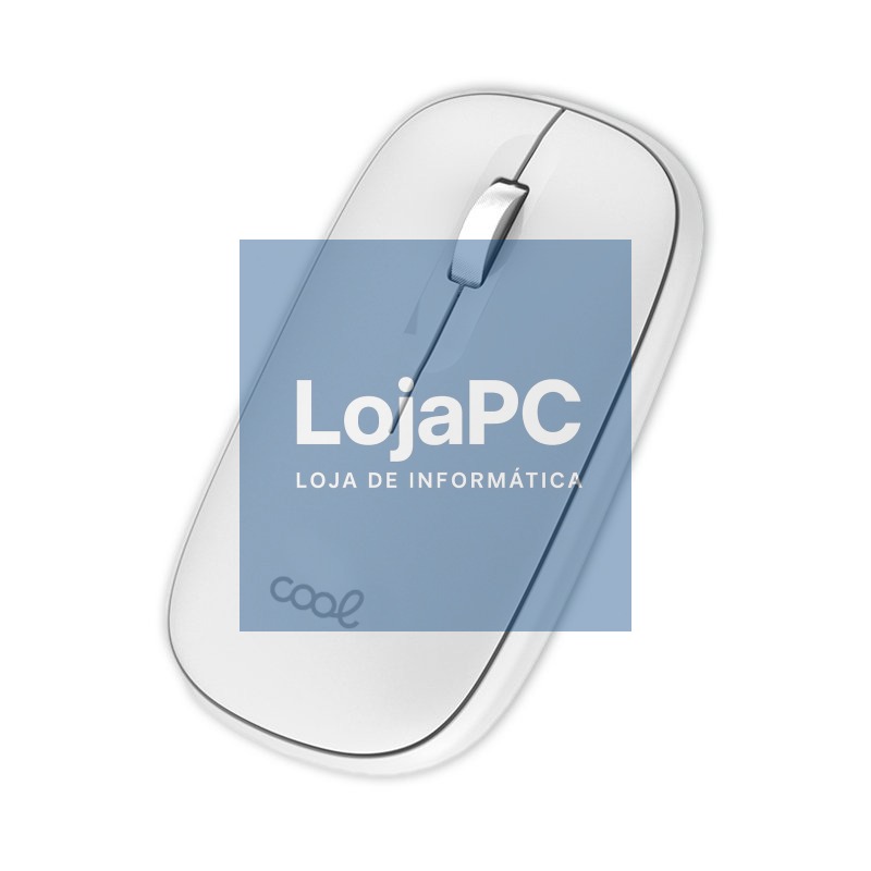 Mouse silencioso sem fio 2 em 1 (Bluetooth + USB Adapt.) COOL Slim White