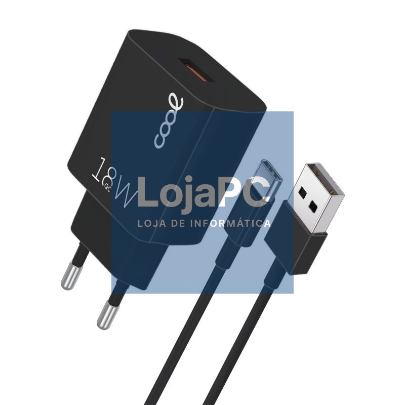 3Amp Universal Type-C Connector Network Charger (Fast Charge) COOL Kit 2 em 1 Preto