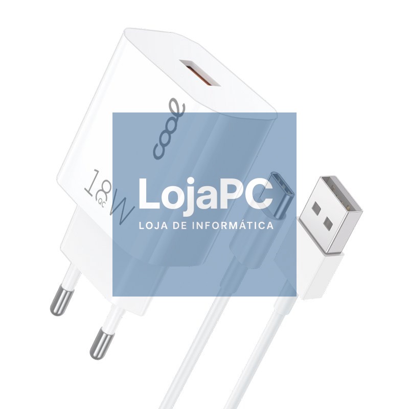 3Amp Universal Tipo-C Conector Carregador de Rede (Carga Rápida) Kit COOL 2 em 1 Branco
