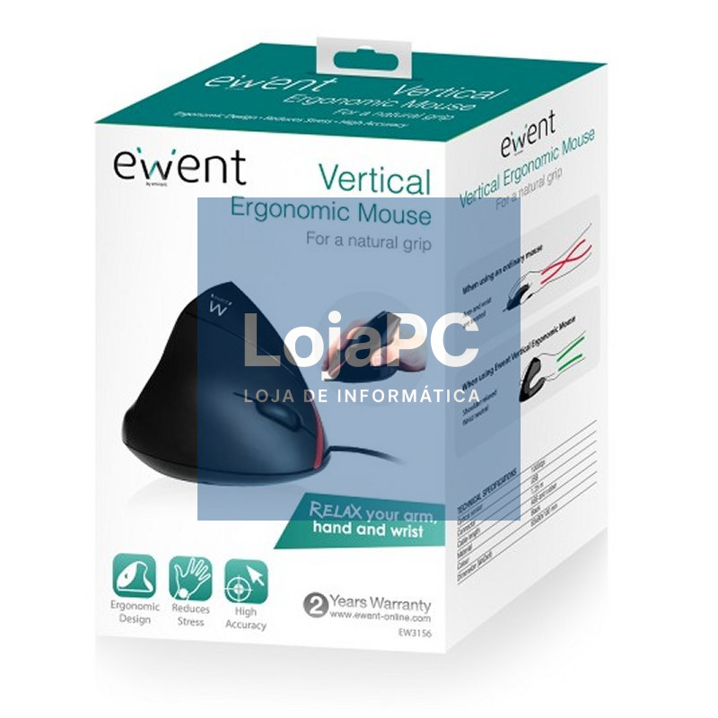 EWENT EW3156 Raton Ergonómico USB Negro — imagem 3