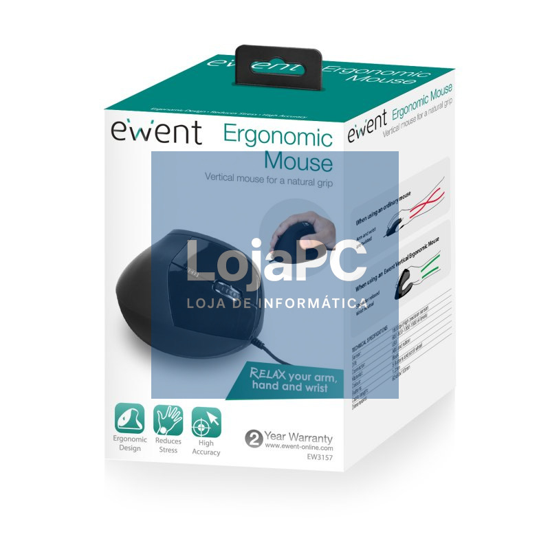 Ewent EW3157 Ratón óptico Vertical Usb 2.0 — imagem 2