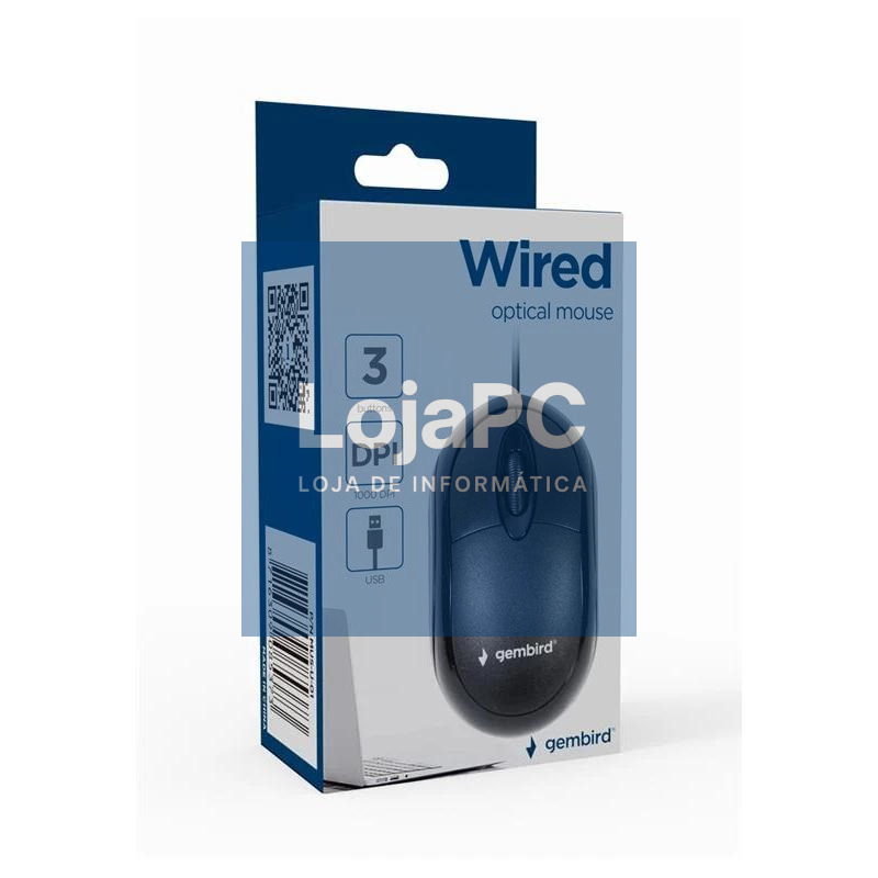 GEMBIRD Ratón óptico USB 3 botones cable Negro — imagem 3