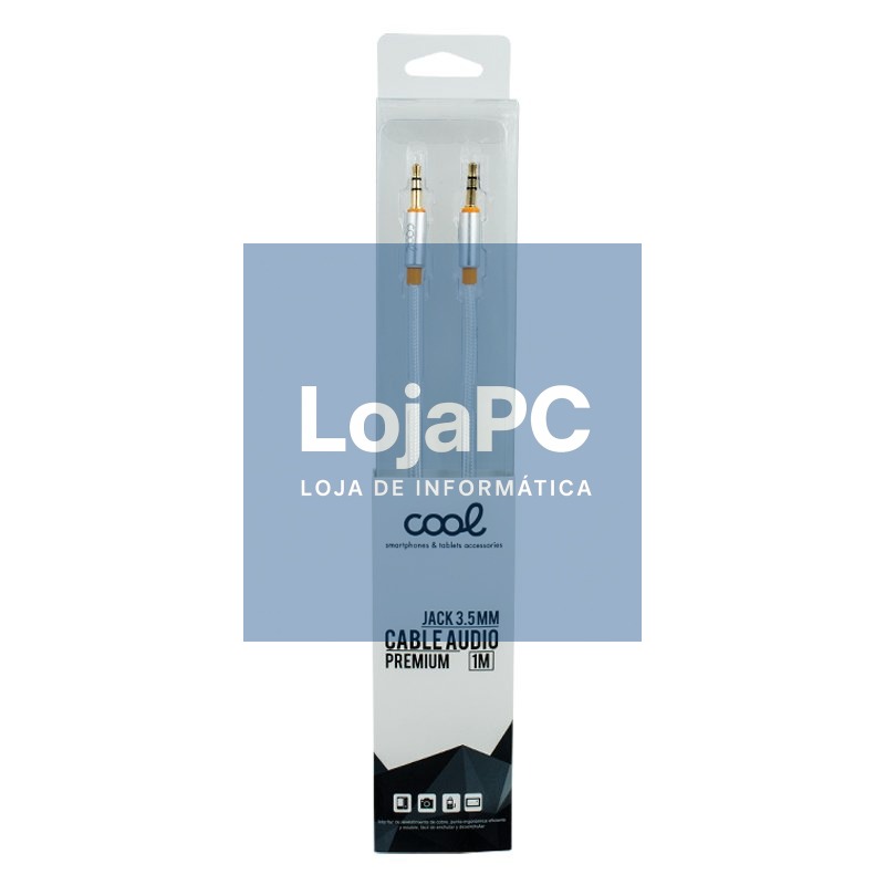 Conector de cabo 3,5 mm a Conector 3,5 mm FRIO Áudio-Audio Nylon Prata (1m) — imagem 3