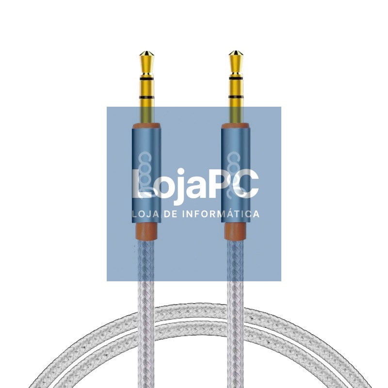 Conector de cabo 3,5 mm a Conector 3,5 mm FRIO Áudio-Audio Nylon Prata (1m)