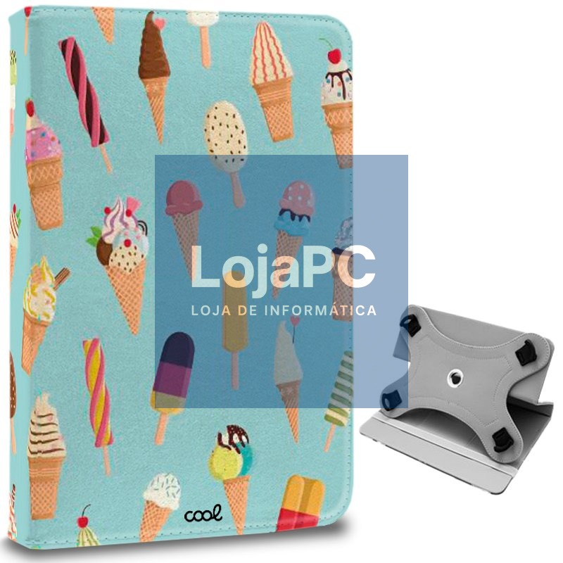 Case COOL Ebook Tablet 9.7 - 11 Inches Universal Drawings Ice Cream (Square)