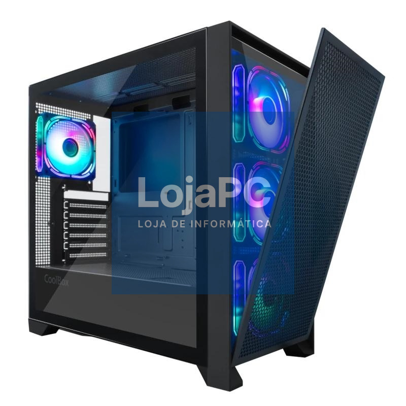 Coolbox Caja Gaming ATX GE-2000 DualView Sin Fuent