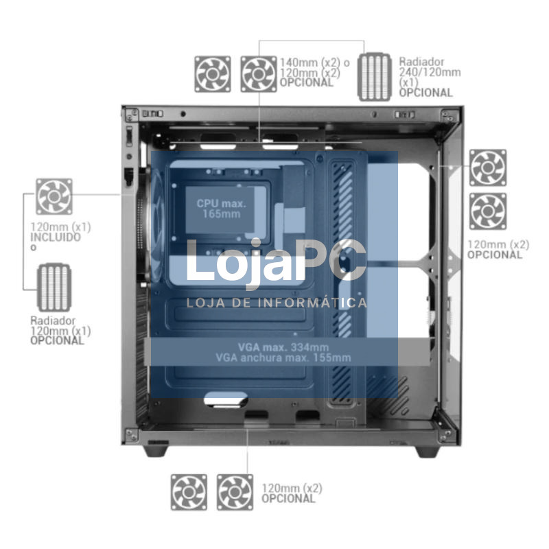 MARS GAMING Caja MCV-ONE Atx Doble Cámara Black — imagem 3