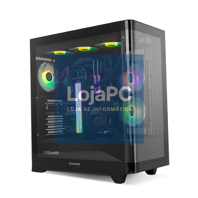 NOX Semitorre HUMMER ETHER Cristal Curvo Negro — imagem 2