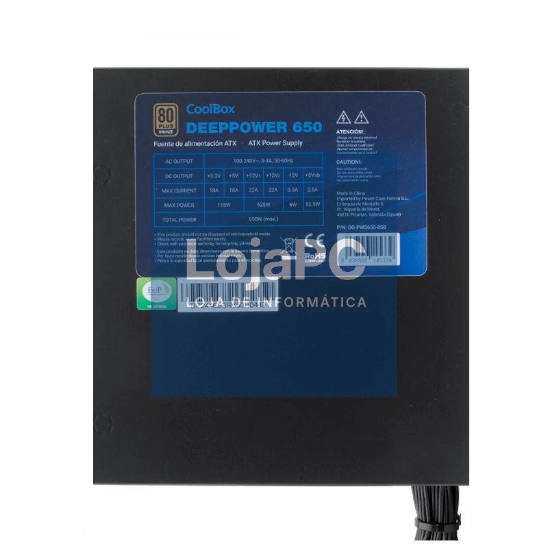 Coolbox Gaming Fuente Al. DeepPower 650w 80+bronze — imagem 3