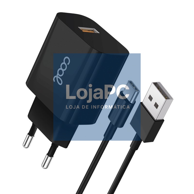 Charger + Cable Type C COOL Universal 2.4Amp Black