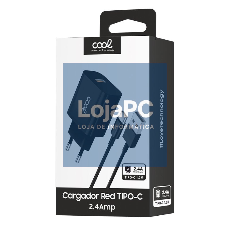 Charger + Cable Type C COOL Universal 2.4Amp Black — imagem 2