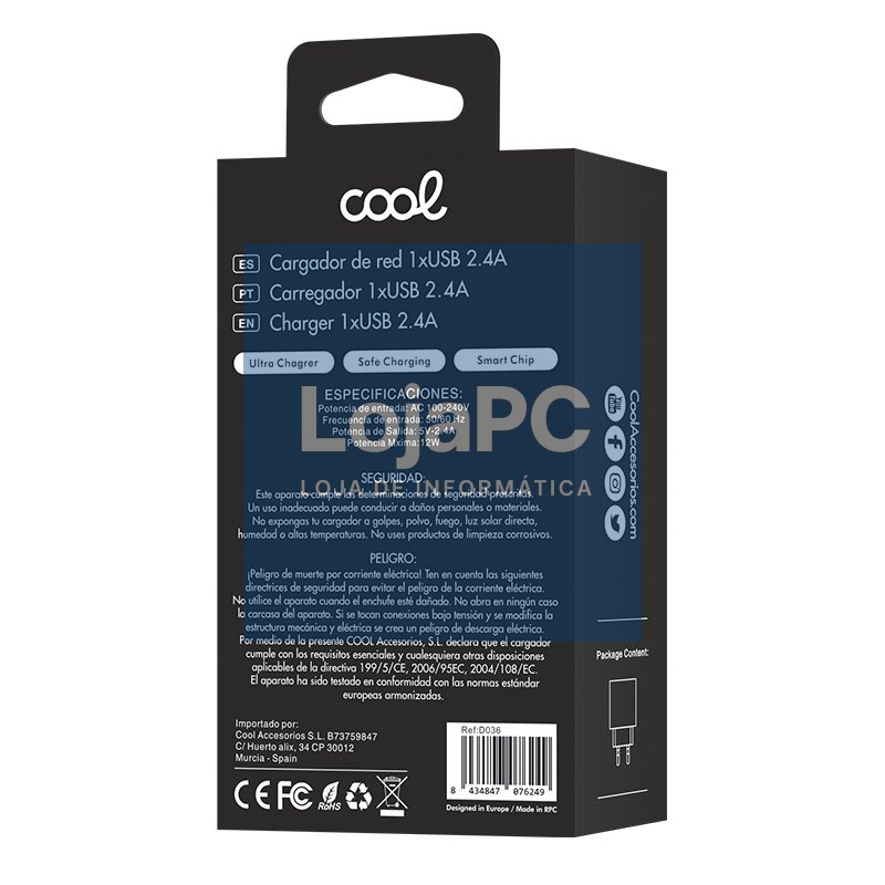 Charger Network Adapter USB Universal COOL 2.4 Amps Black — imagem 3
