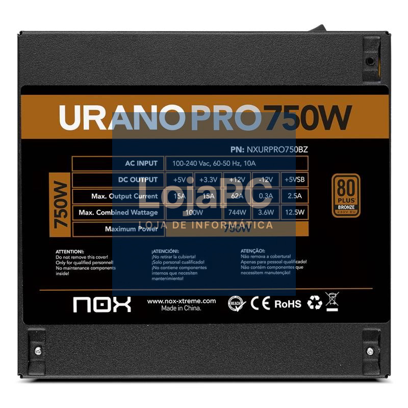 NOX Fuente ATX Urano PRO 750W Bronze — imagem 2