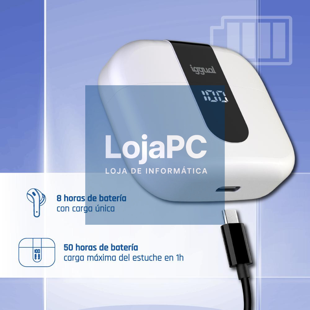 iggual Auriculares inalámbricos TWS Bluetooth blan — imagem 3