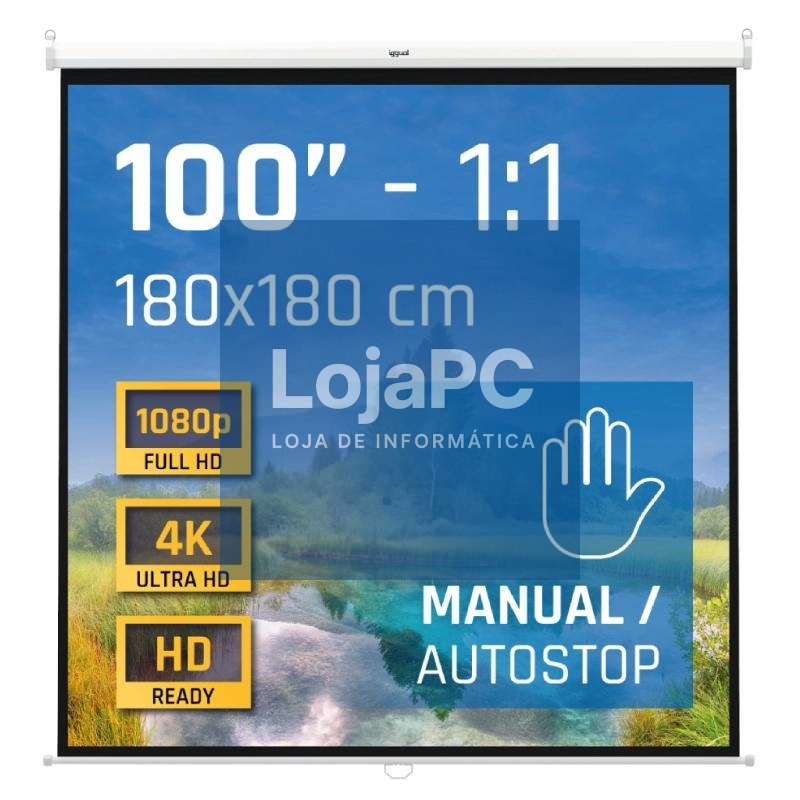 iggual Pantalla manual 1:1 100" 180x180 cm