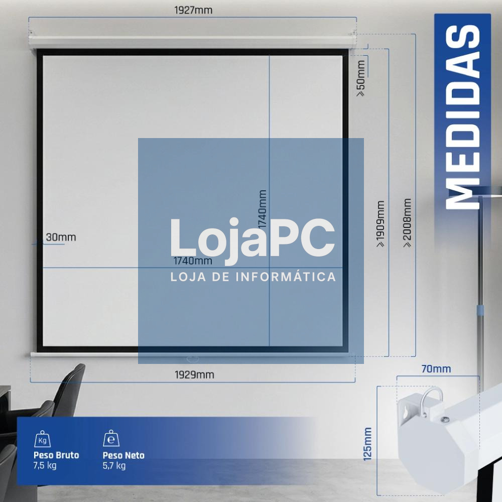 iggual Pantalla manual 1:1 100" 180x180 cm — imagem 3
