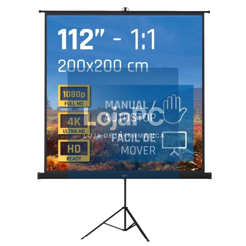 iggual Pantalla 112" 200x200 cm 1:1 trípode+bolsa