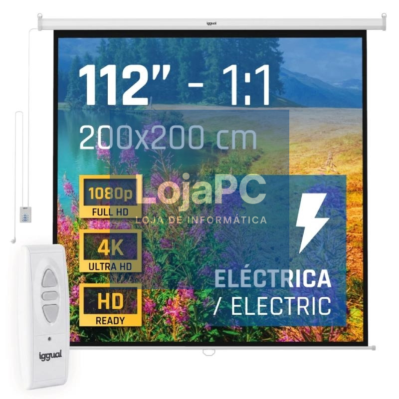 iggual Pantalla eléctrica 1:1 112" 200x200 cm