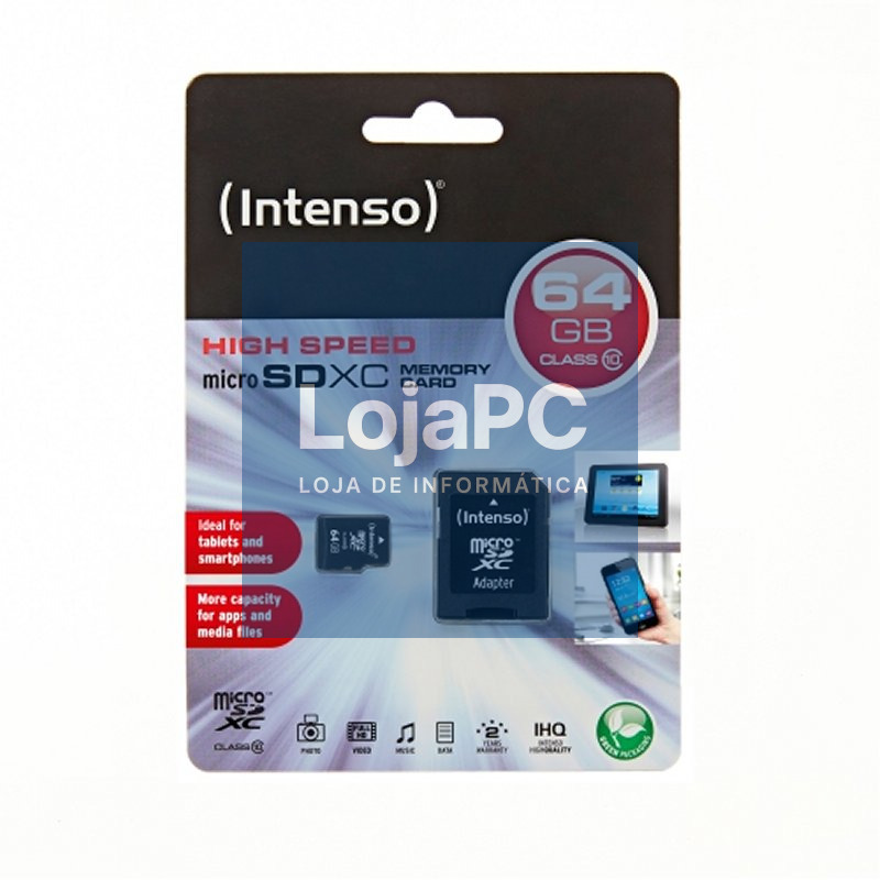 Intenso 3413490 Micro SD clase 10 64GB c/adapt — imagem 3