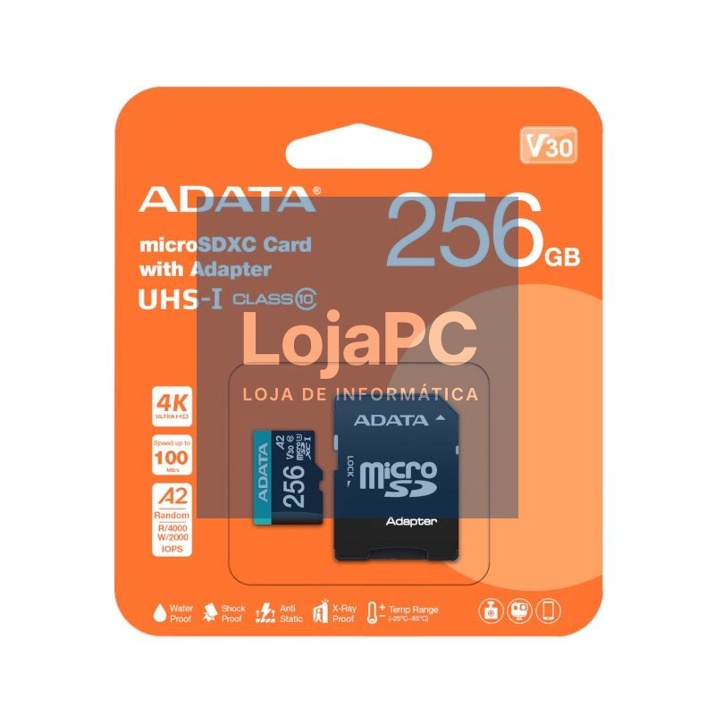 ADATA microSDXC/SDHC UHS-I U3 256GB c/adapt — imagem 2