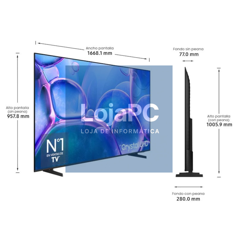 SAMSUNG TV 75" TU75U7025F CRYSTAL UHD SMART TV BT — imagem 3