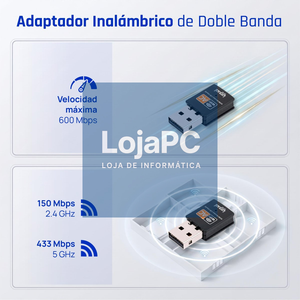iggual Adaptador USB Wifi 600 Mbps dual 2.4G/5G — imagem 3