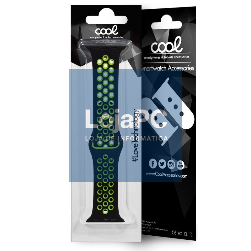COOL Band for Apple Watch Series 1 / 2 / 3 / 4 / 5 / 6 / 7 / 8 / 9 / SE (38 / 40 / 41 mm) Sport Black — imagem 2