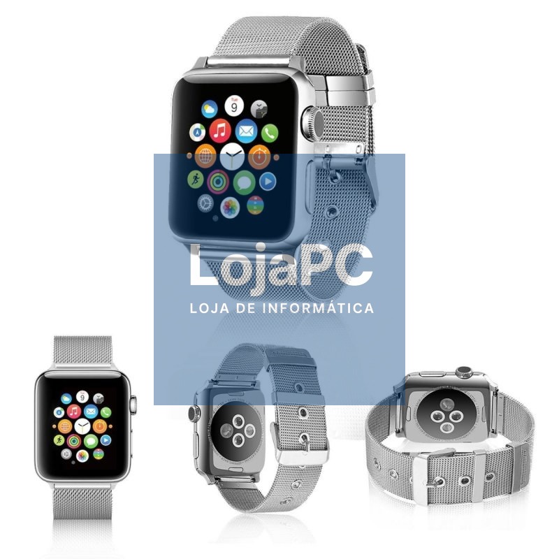 COOL Band for Apple Watch Series 1 / 2 / 3 / 4 / 5 / 6 / 7 / 8 / SE (38 / 40 / 41 mm) Metal Silver — imagem 3