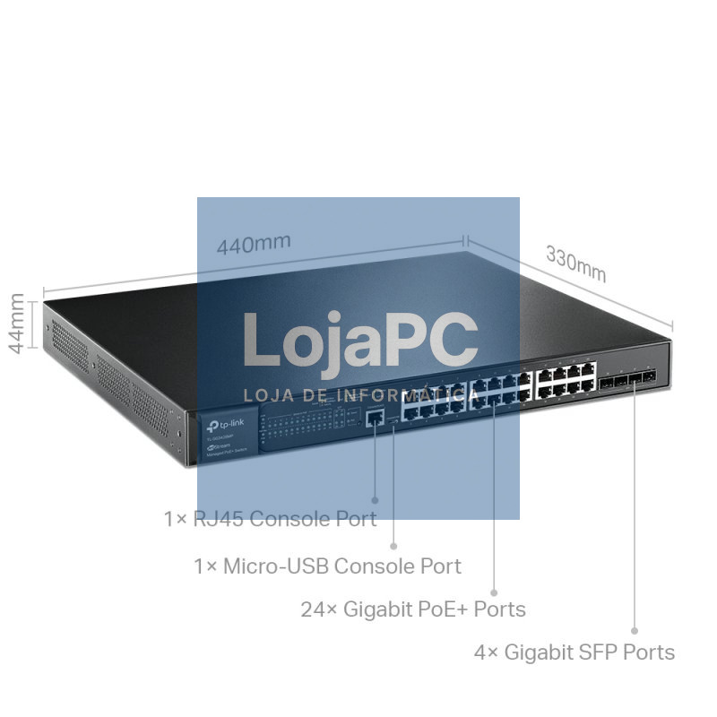 TP-Link SG3428MP Switch 24xGB PoE L2 4xSFP Rack — imagem 2