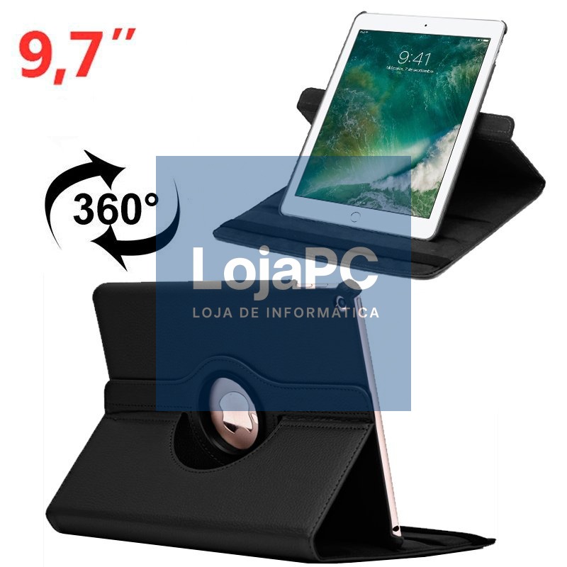 COOL Case for iPad Air / Air 2 / Pro 9.7 / iPad 2017 / iPad 2018 9.7 inch Rotating Leatherette Black