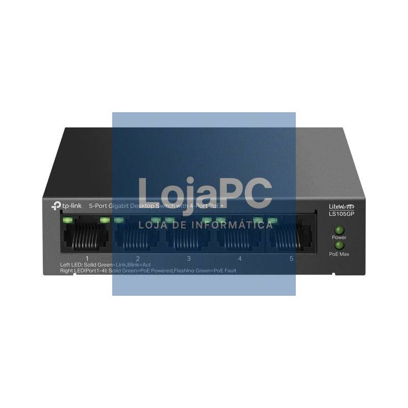 TP-Link LS105GP Switch 4xGb PoE+ 1xGb 65w — imagem 3
