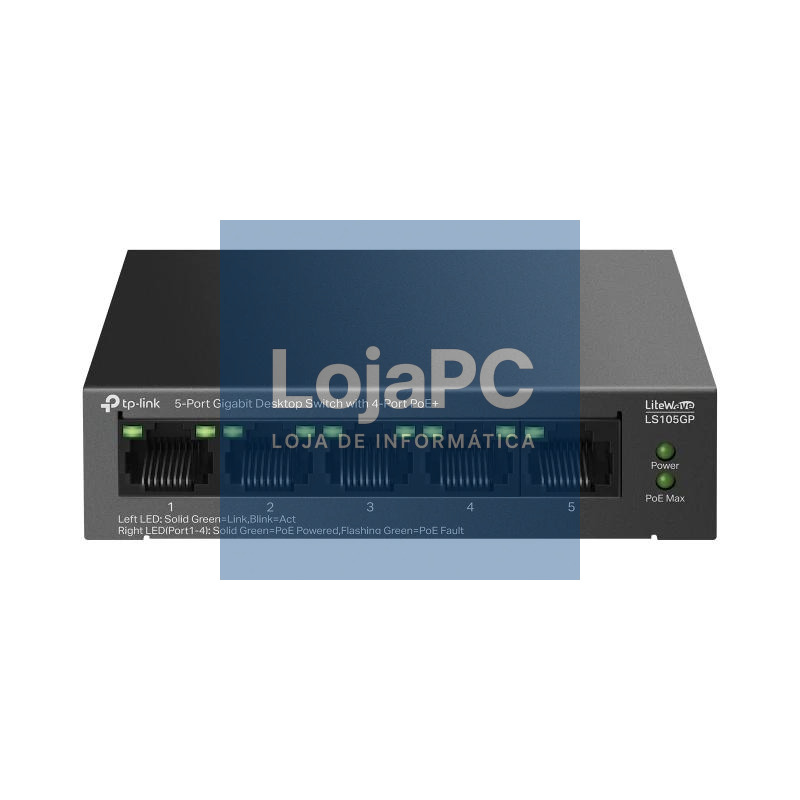 TP-Link LS105GP Switch 4xGb PoE+ 1xGb 65w