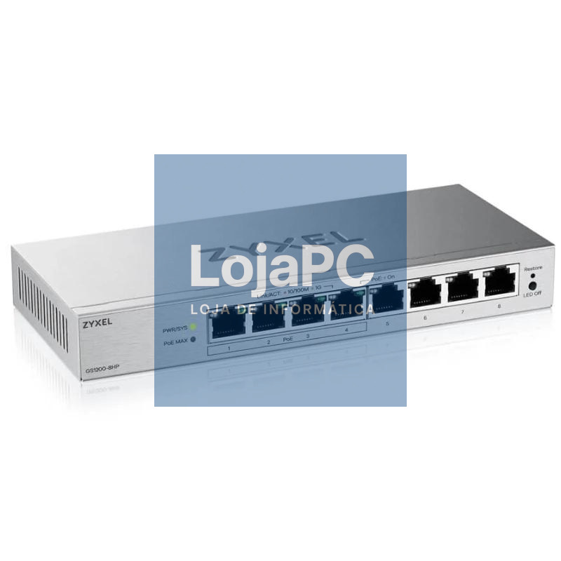 ZyXEL GS1200-8HPv3 Switch 8xGb (4xPoE+) 68W — imagem 2