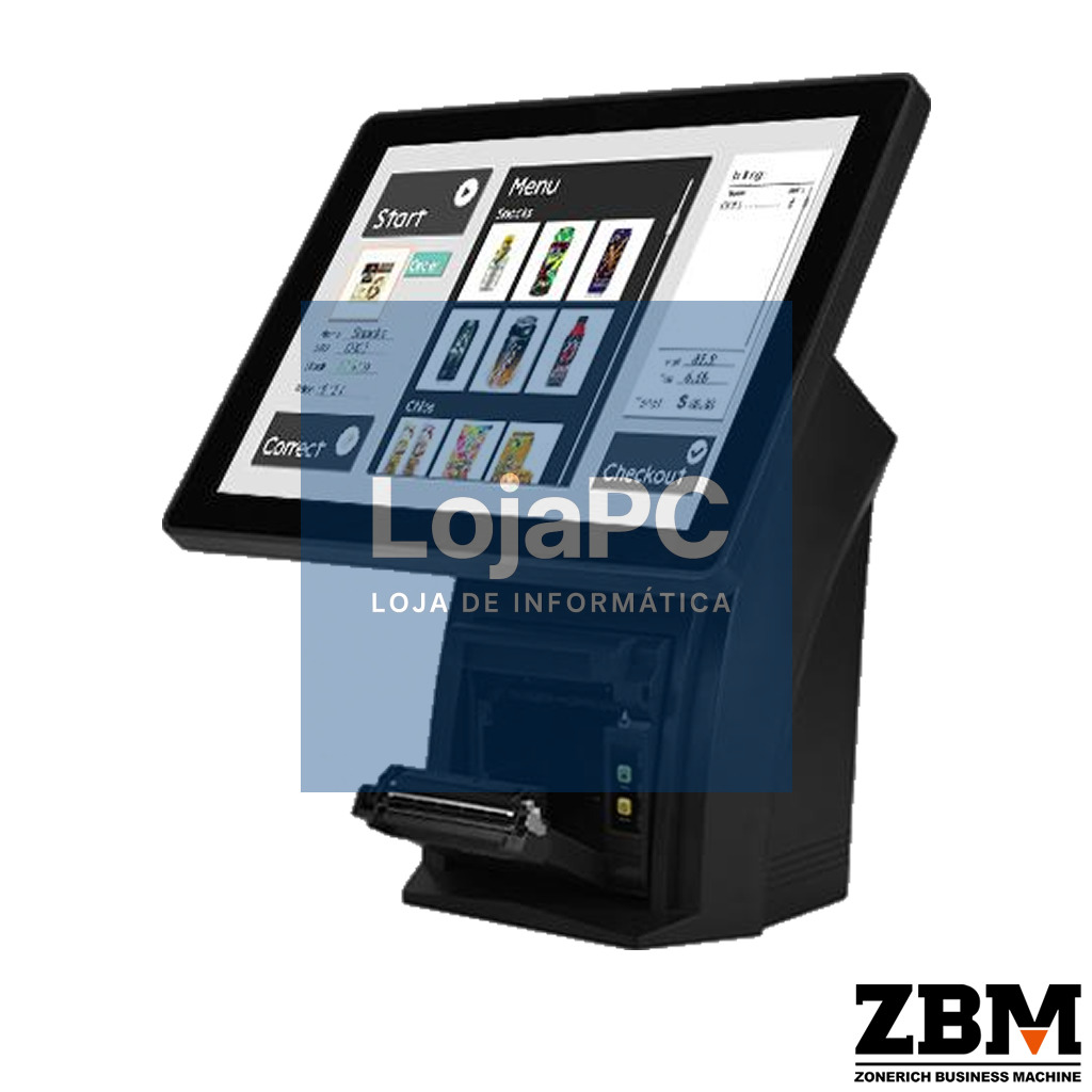 POS ZQ-P1088MAX+ - Intel J6412 / DDR4 4GB / SSD 120GB / Touch 15.6" / Imp 80mm / VFD 2x20 / W11 PRO