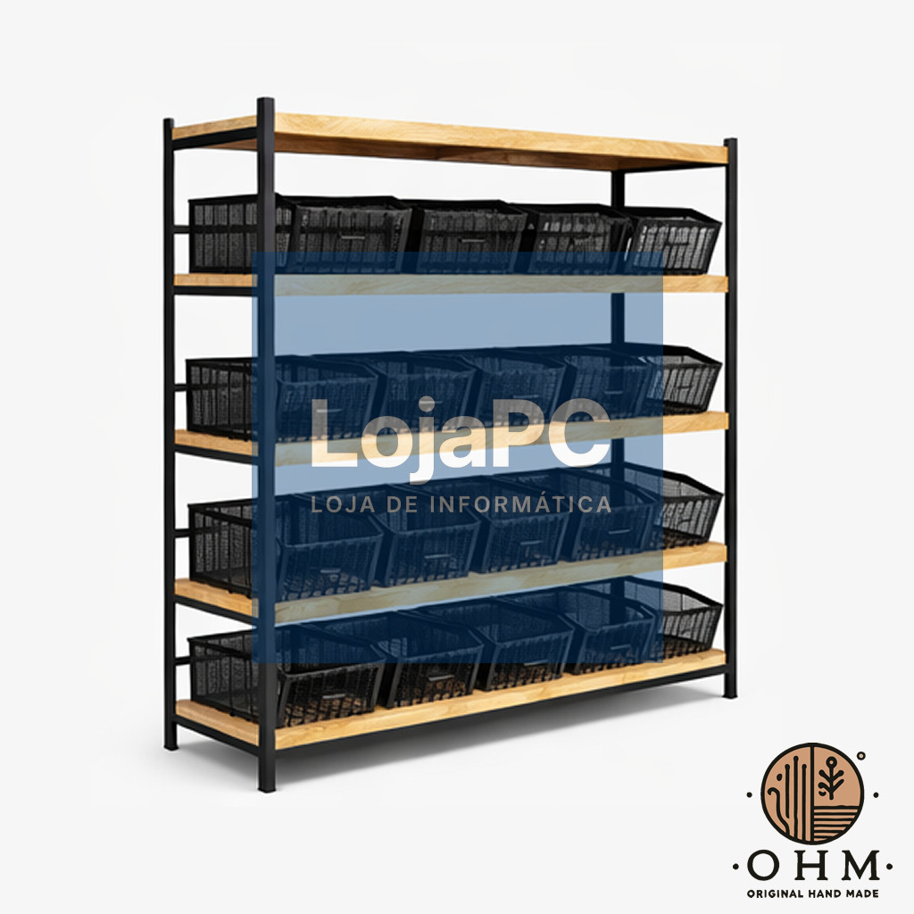 Estante Industrial com Cestos Metálicos 150x45x215 CM