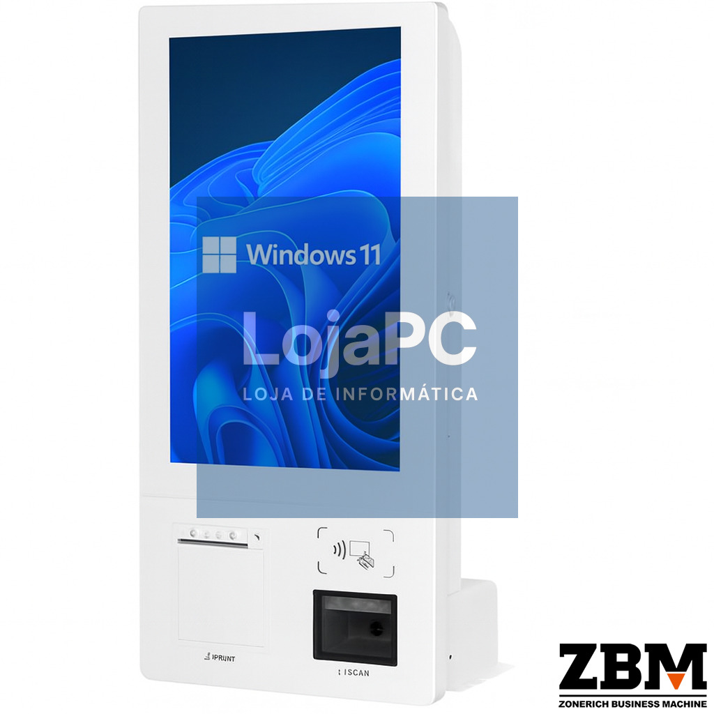 Quiosque ZQ-ST210 - Intel J6412 / DDR4 8GB / SSD 120GB / Impressora 80mm / Leitor 2D / Touch 22" / W11 PRO / Côr Branca