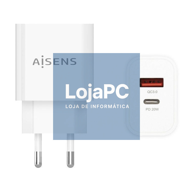 Carregador de parede Aisens A110-0681/ 1xUSB Tipo-C/ 1xUSB/ 20W